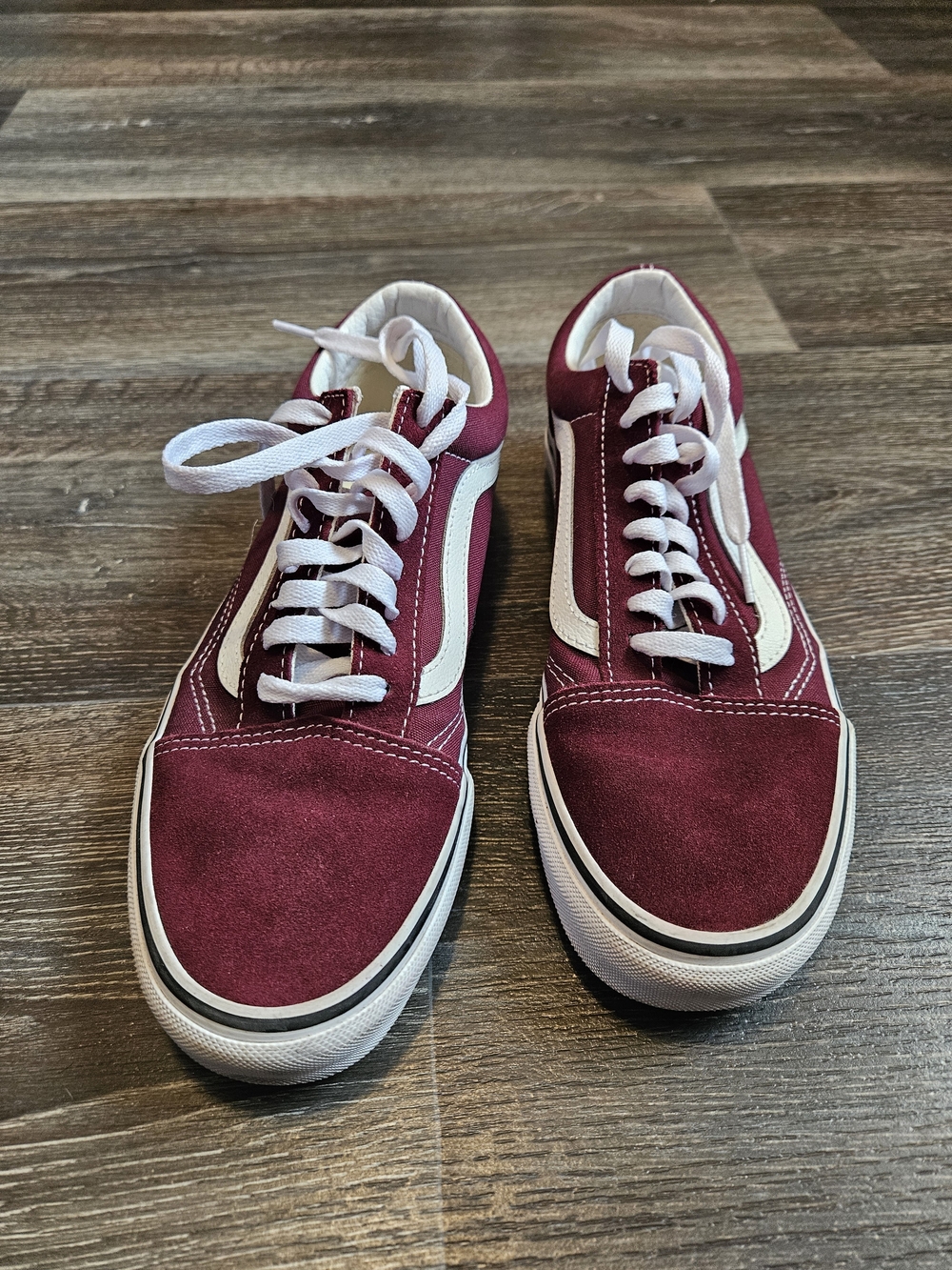 Van's Burgundy Suede Low-Top Sneakers with White Stripe
